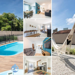 Apartamento a 150 M DA PRAIA com SACADA, WI-FI, PISCINA, PORTARIA 24h, PLAYGROUND e vaga de GARAGEM